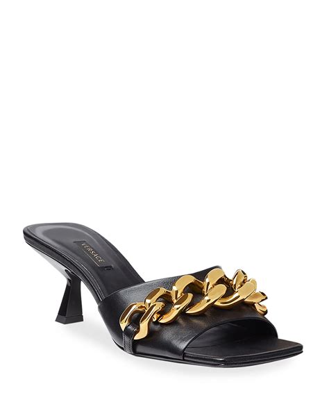 versace medusa slide|Versace Medusa detail round heels.